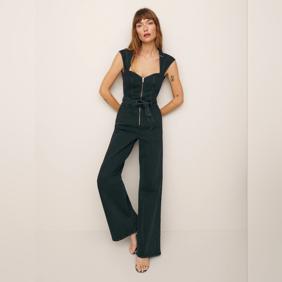 Reformation Pants - Calypso Wide Leg Denim Jumpsuit